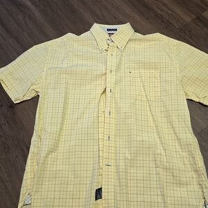 Tommy Hilfiger Yellow Check Short-Sleeve Button-Down Shirt Size XL